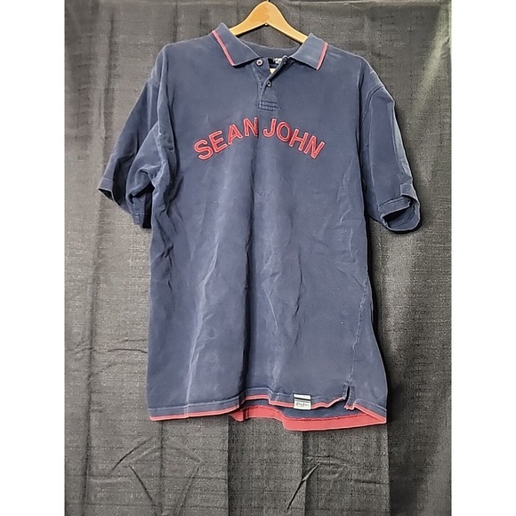 Blue Other - Vintage Sean John Polo Y2K Size XXL Short Sleeve Navy Blue Maroon Shirt 2XL